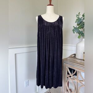 CP Shades Velvet Silk Blend Pintuck Lagenlook Lagom Midi Dress Purple Sz Small